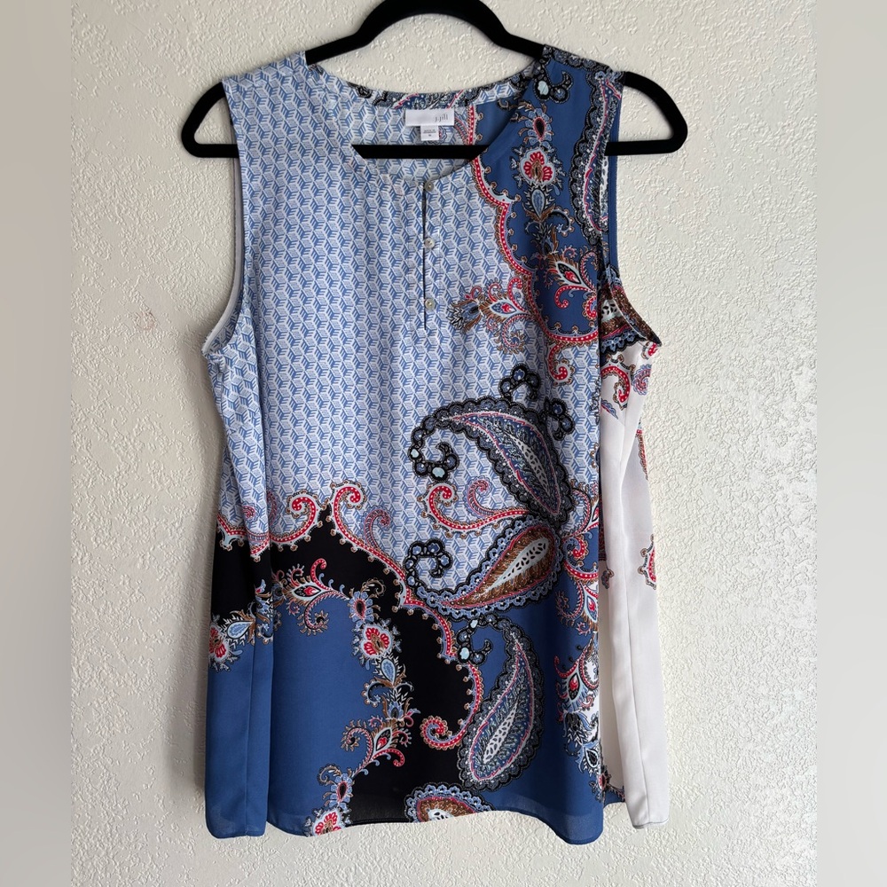 J. Jill Womens Paisley Sleeveless Tank Top Blouse Shirt Boho Lightweight
